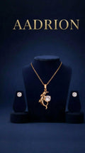 Gold-Plated Dolphin Pendant Necklace with Crystal Stud Earrings Set