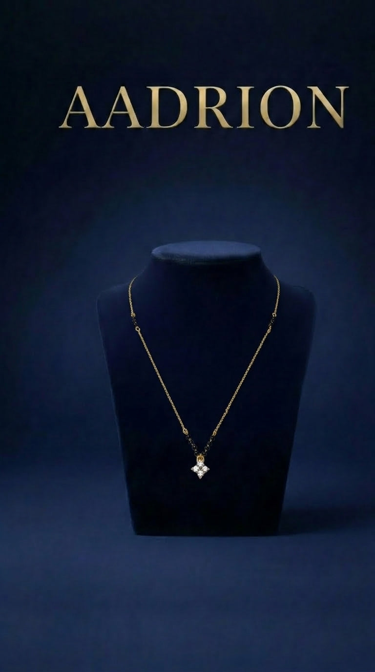 Gold Plated Minimal Floral AD Mangalsutra