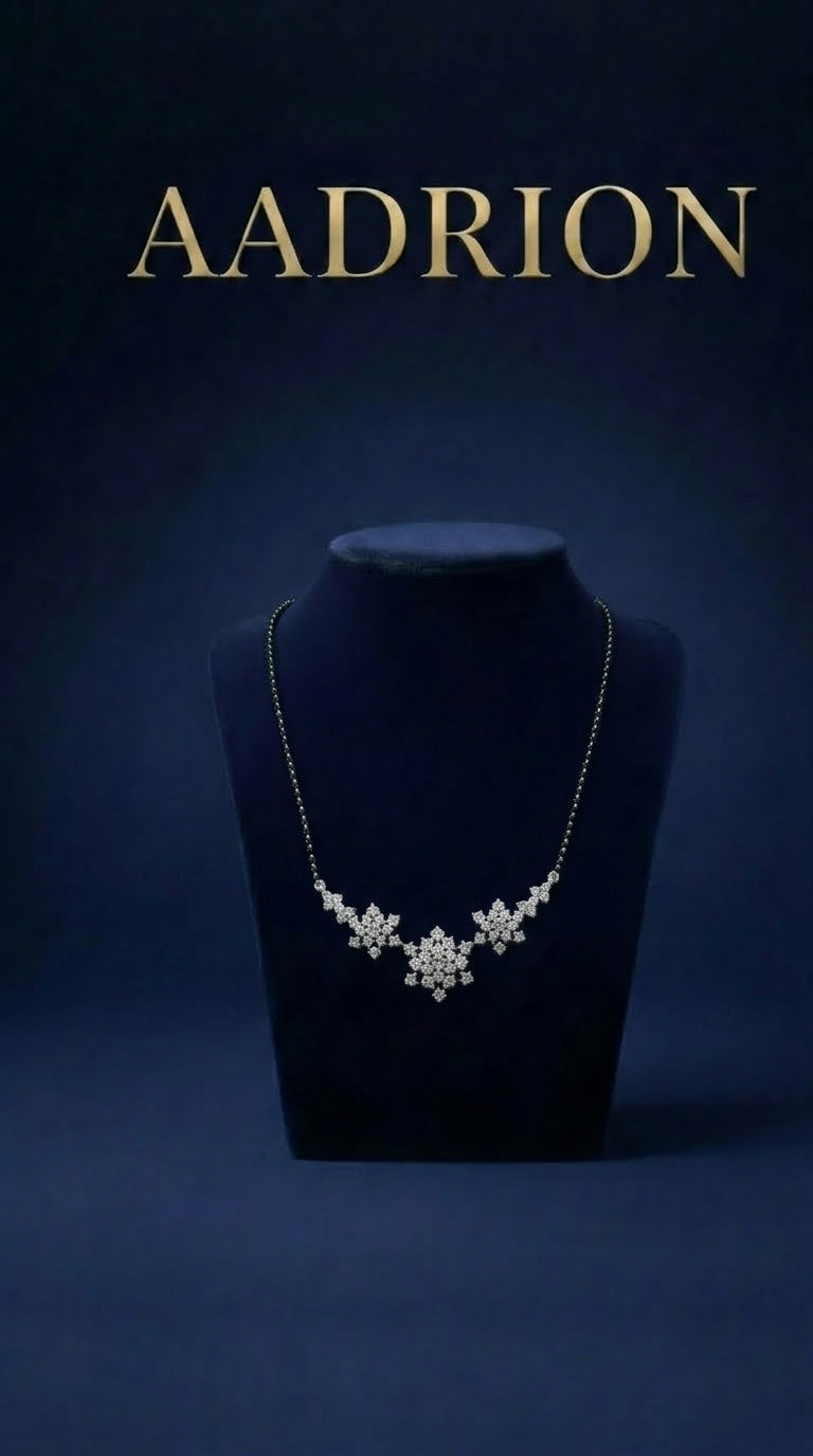 Silver-Tone Floral AD Mangalsutra