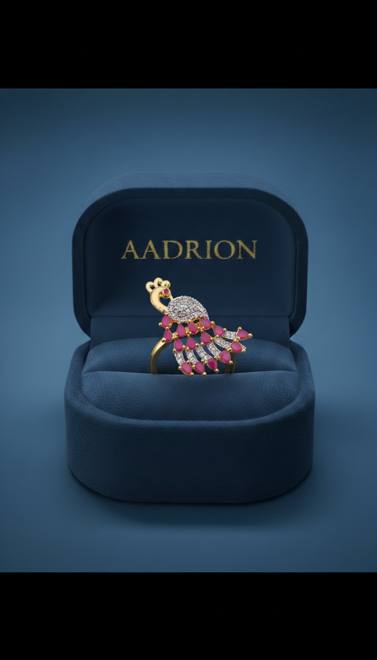 Peacock-Inspired Ruby & Diamond Statement Ring