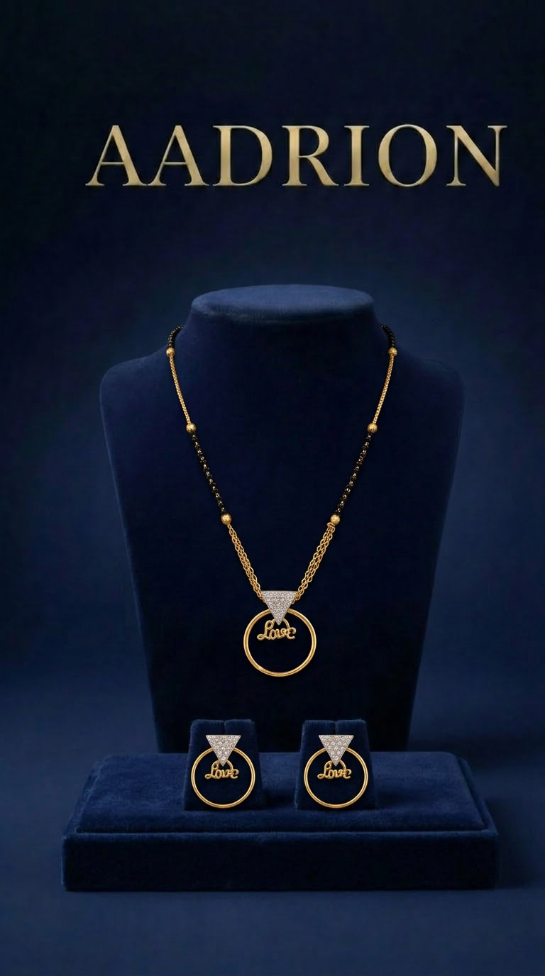 Stylish Love Pendant Mangalsutra Set