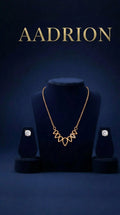 Gold-Plated Pendant Necklace with Crystal Stud Earrings Set