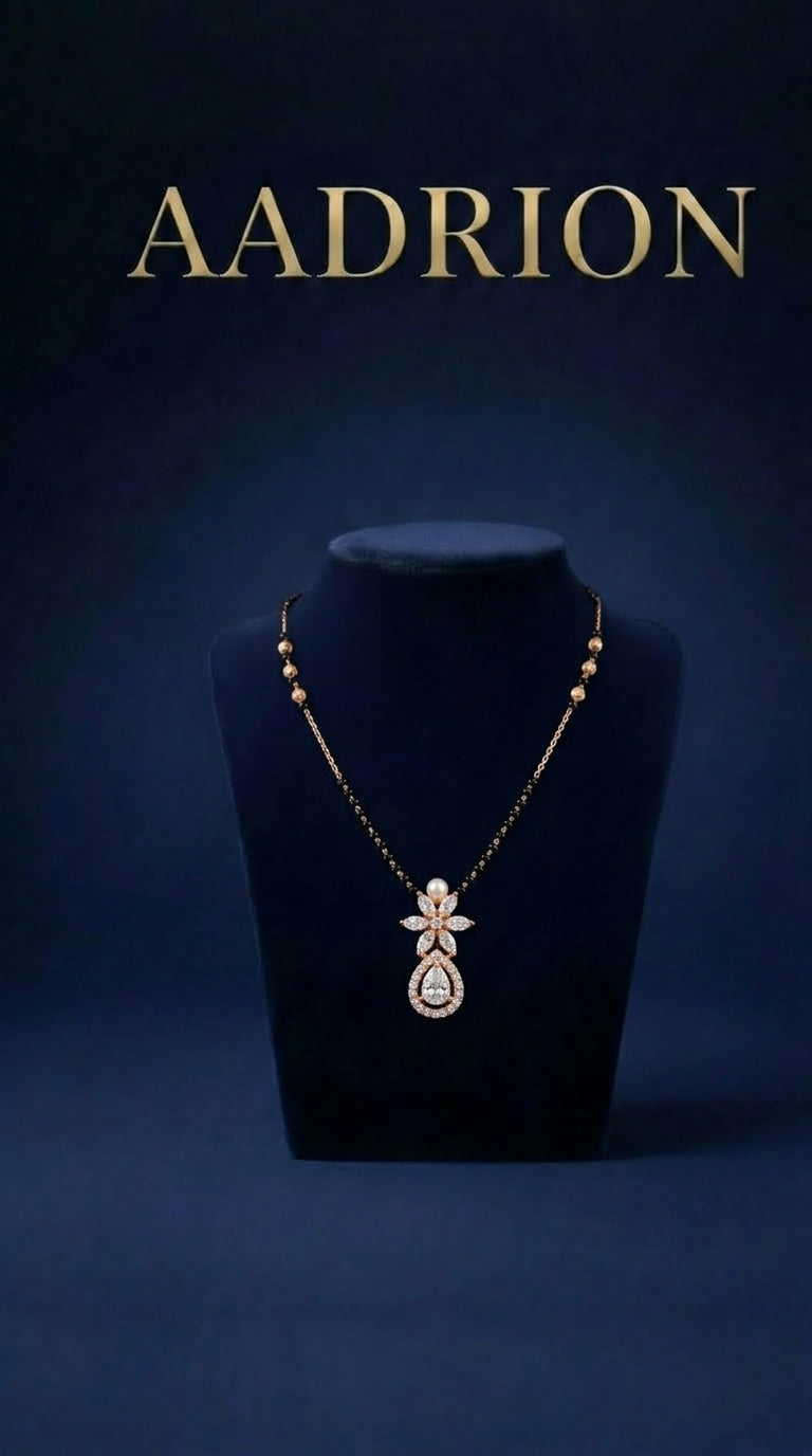 Floral Drop Mangalsutra – Rose Gold Finish