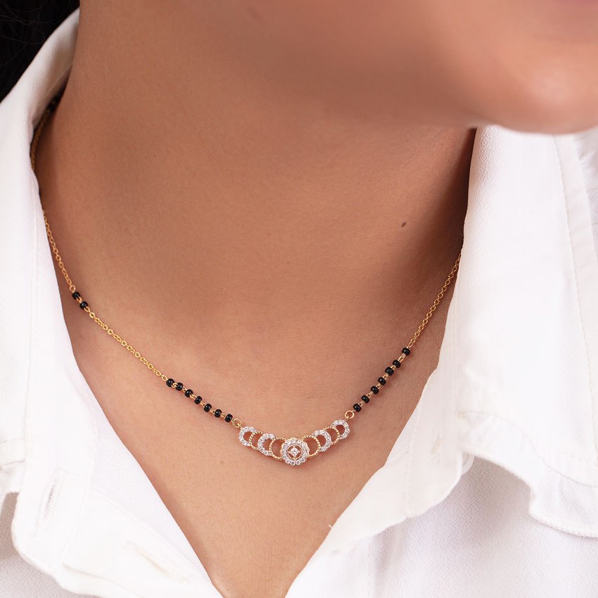 Gold Plated Circular AD Mangalsutra Necklace