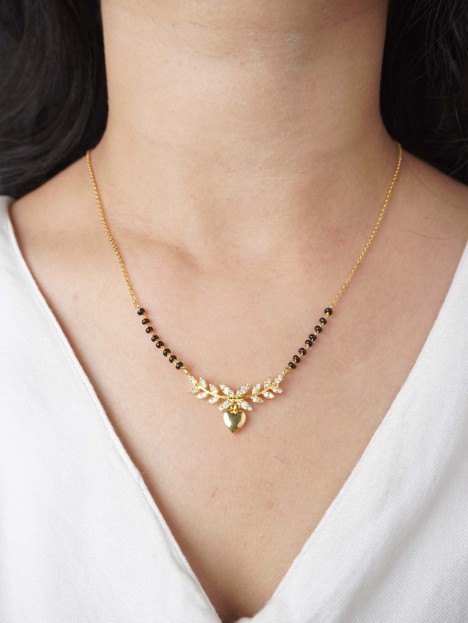Leaf Heart Mangalsutra – Gold Plated Designer Beauty