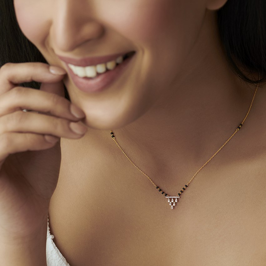 Gold Plated Minimal Triangle AD Mangalsutra