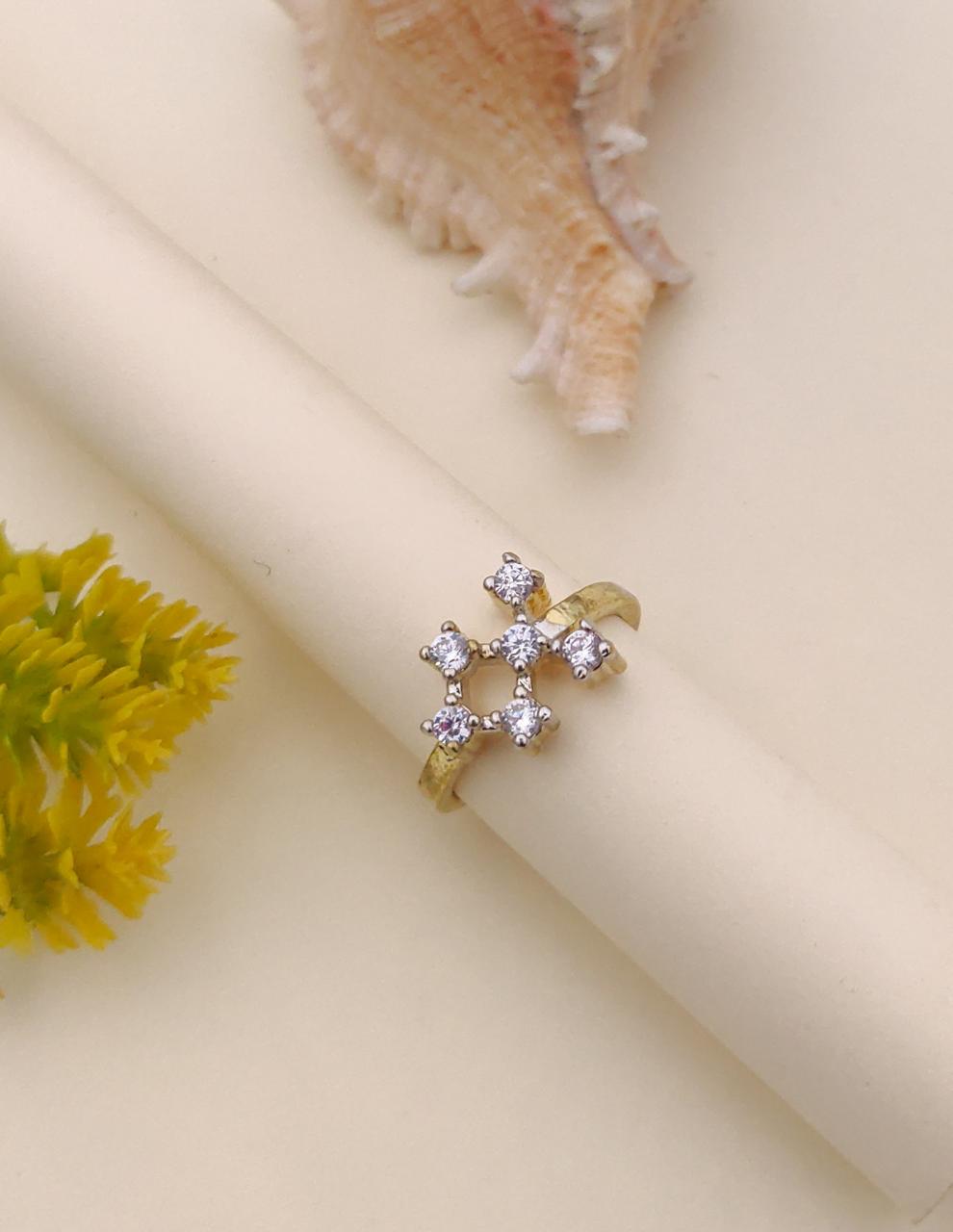 Floral Diamond Cluster Gold Ring