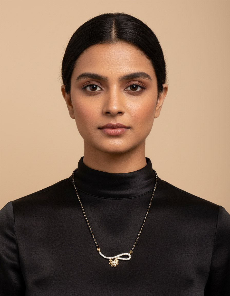 Gold Plated Infinity Floral AD Mangalsutra