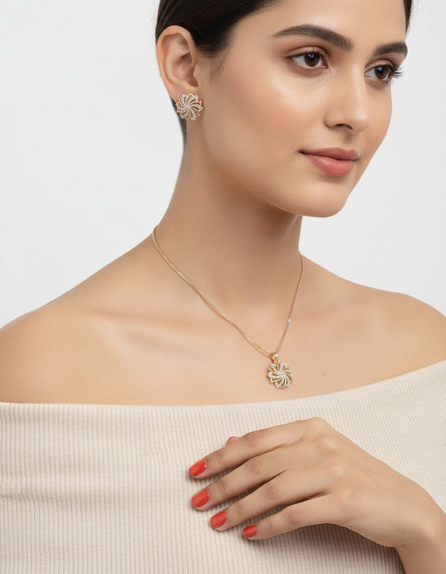 Gold-Tone Floral Swirl Jewelry Set