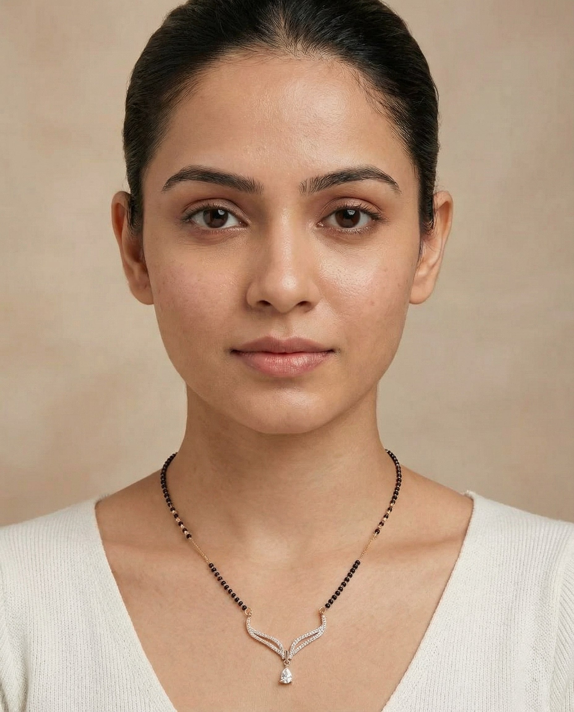 Rose Gold Elegant Wing Drop AD Mangalsutra