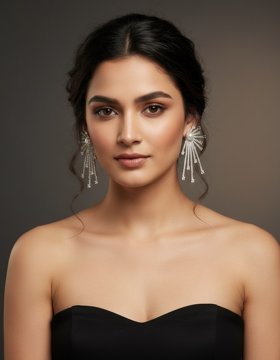 Pearl Starburst Diamond Earrings