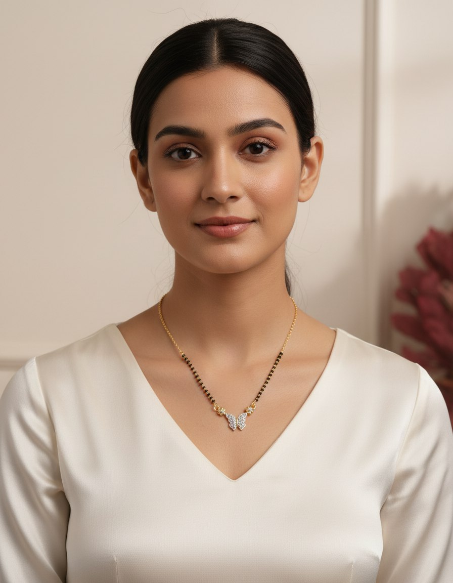 Gold Plated Butterfly AD Mangalsutra