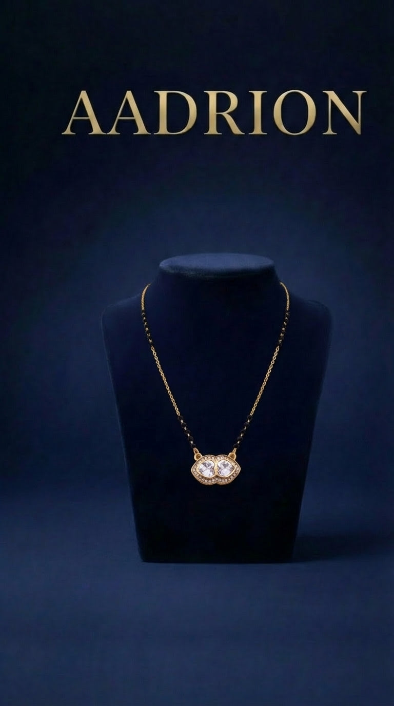 Bead Mangalsutra with Dual Heart Pendant